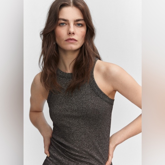 NWT MNG Mango Metallic ribbed top size Medium - Picture 2 of 11